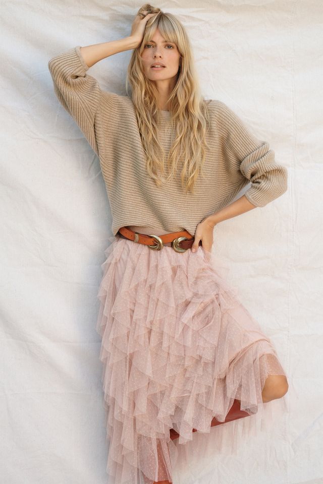 Anthropologie pink shop tulle skirt