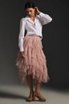 The Chéri Ruffled Tulle Midi Skirt by Anthropologie