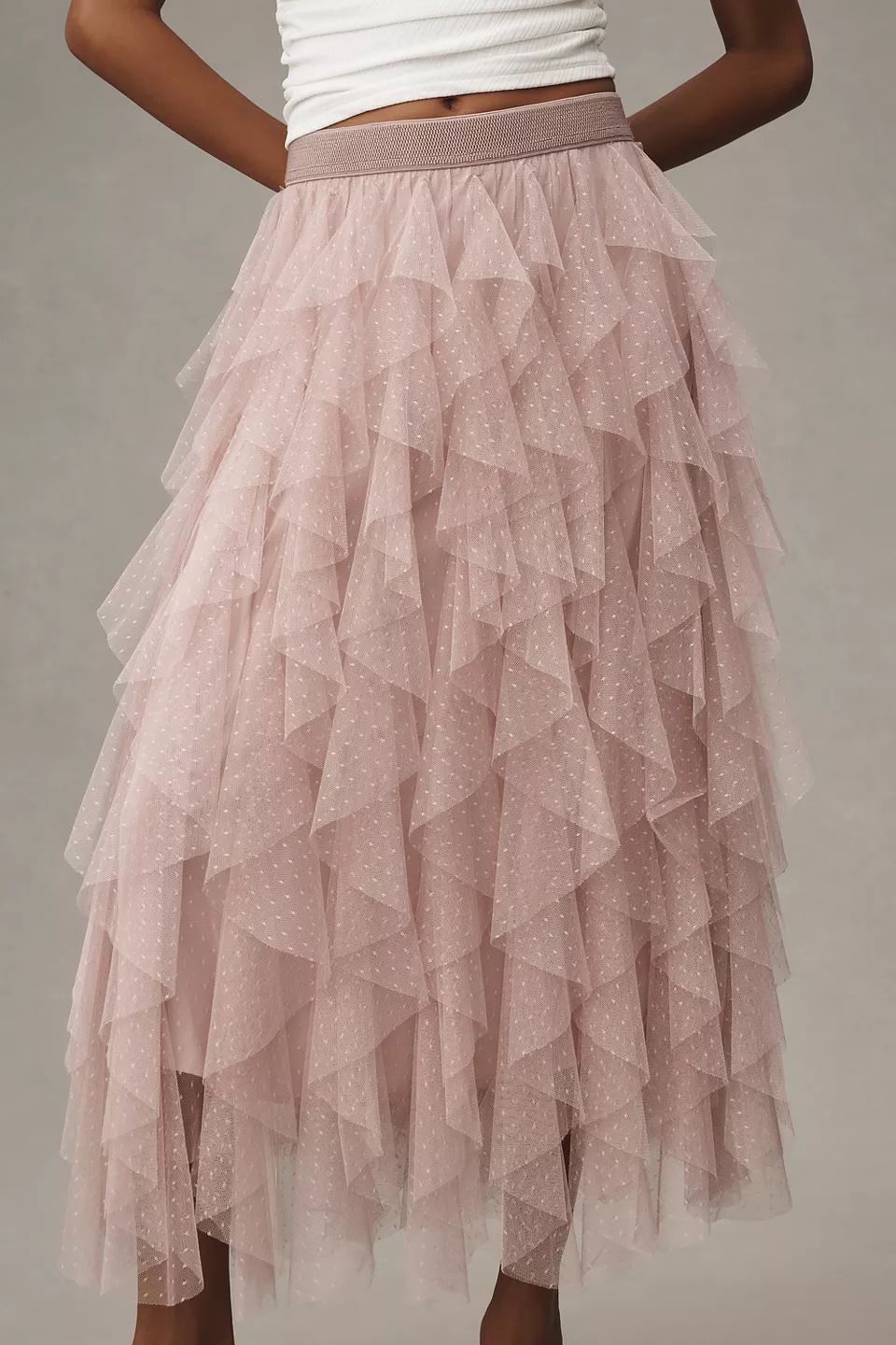 The Chéri Ruffled Tulle Midi Skirt