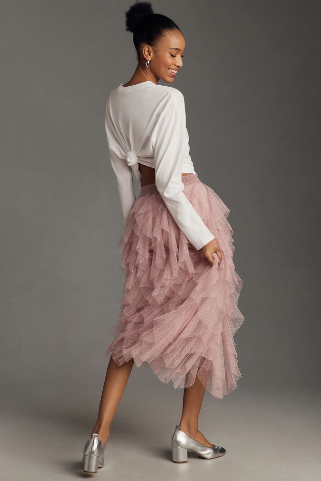 Tulle midi outlet skirt with bow