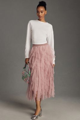 Anthropologie pink midi skirt best sale