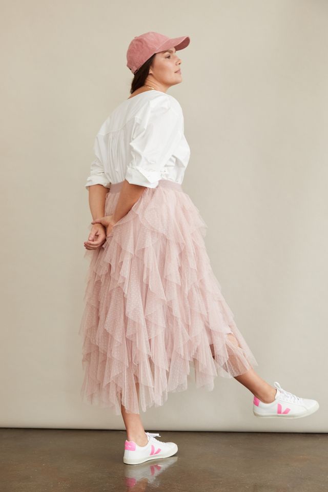 Anthropologie pink tulle on sale skirt