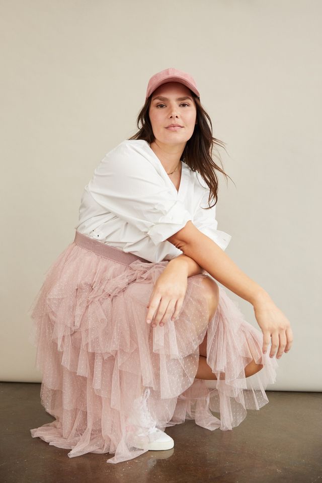 Anthropologie pink 2025 midi skirt