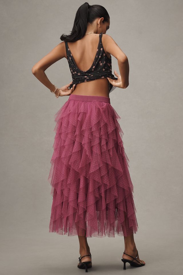 Chéri Ruffled Tulle Midi Skirt by Anthropologie #2