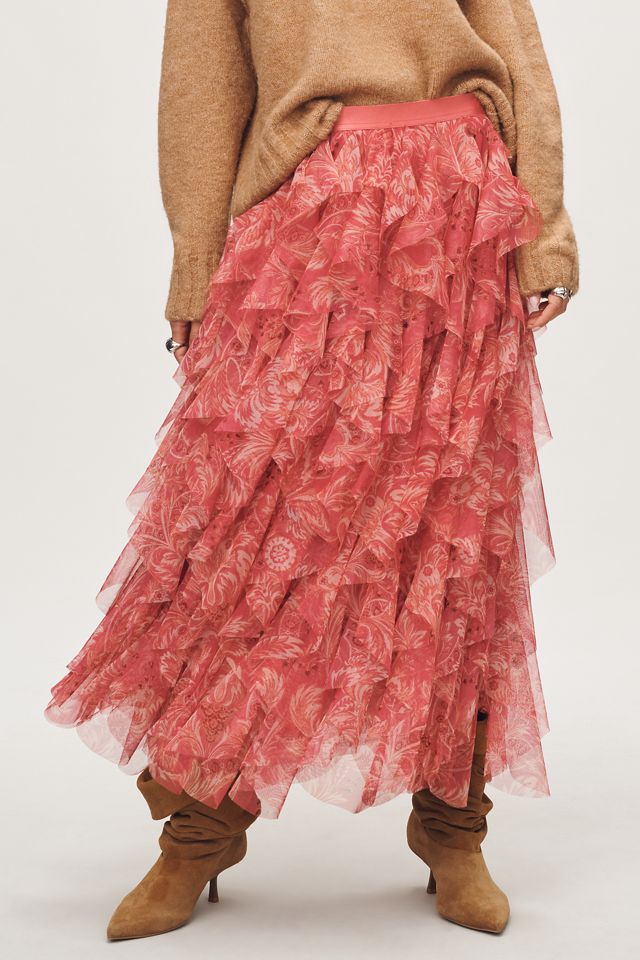 The Chéri Ruffled Tulle Midi Skirt by Anthropologie #1