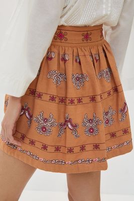 anthropologie embroidered skirt