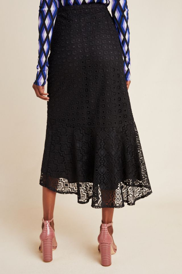 Maeve Viviette Flounced Lace Midi Skirt #1