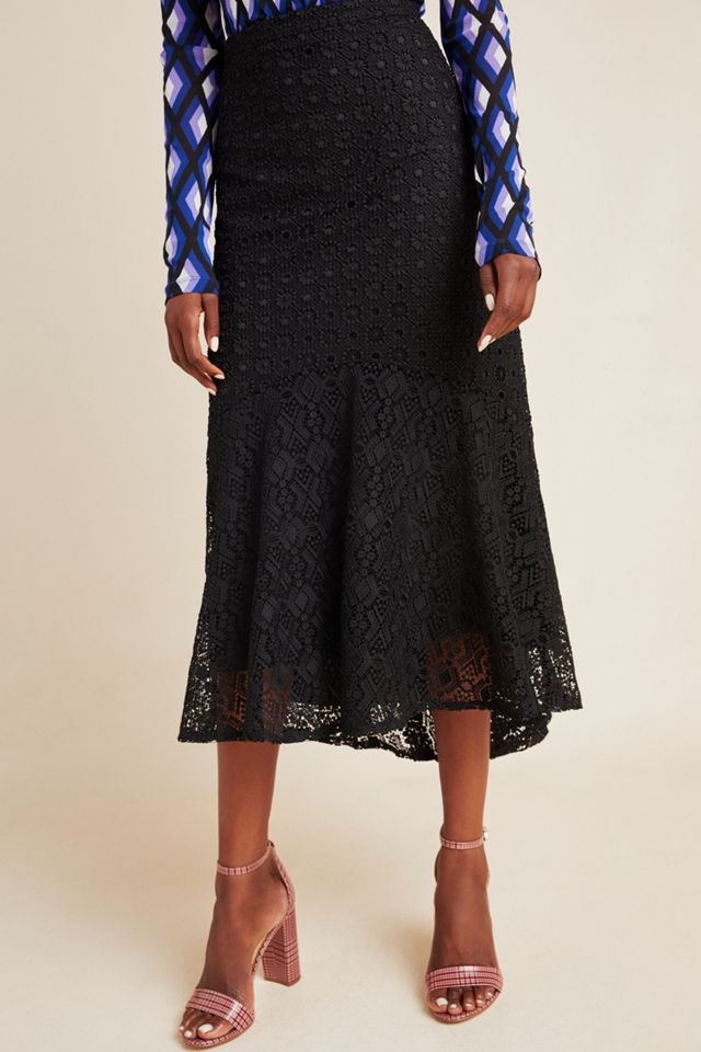 Maeve Viviette Flounced Lace Midi Skirt #3