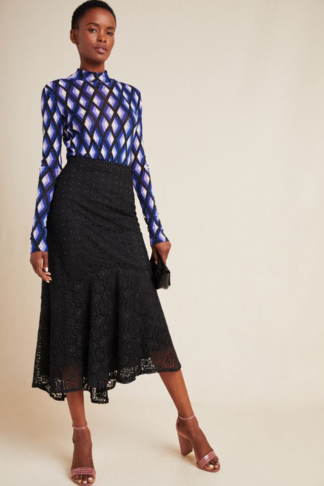 Maeve Viviette Flounced Lace Midi Skirt #4