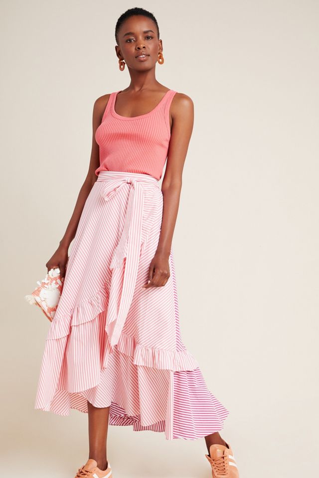 Maeve Penny Ruffled Midi Skirt | Anthropologie