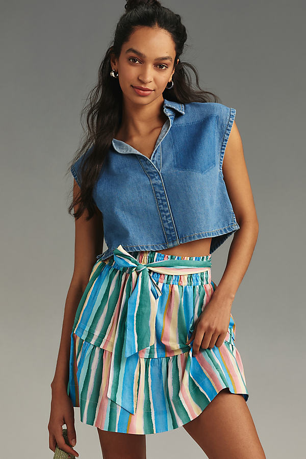 The Somerset Collection By Anthropologie The Somerset Mini Skirt In Blue