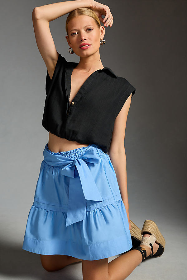 The Somerset Collection By Anthropologie The Somerset Mini Skirt In Blue