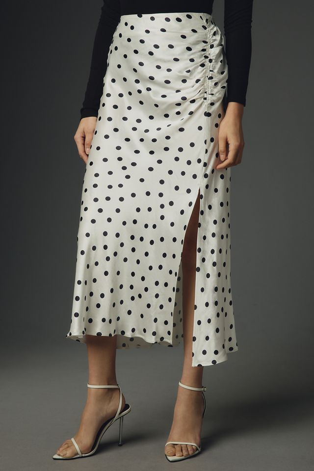 Mel Ruched Side-Slit Midi Skirt by Maeve | Anthropologie