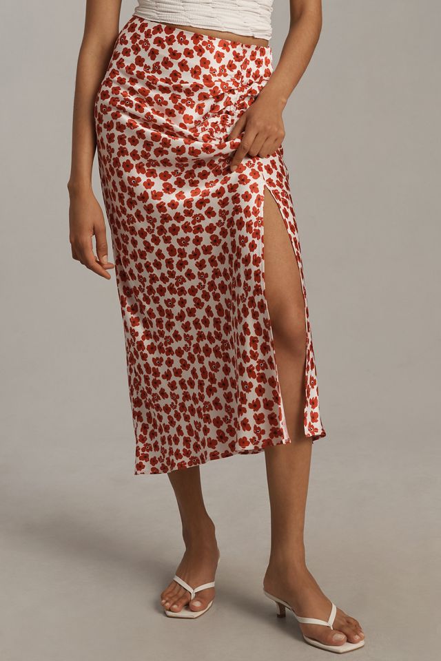 The Mel Ruched Side-Slit Midi Skirt by Maeve #1