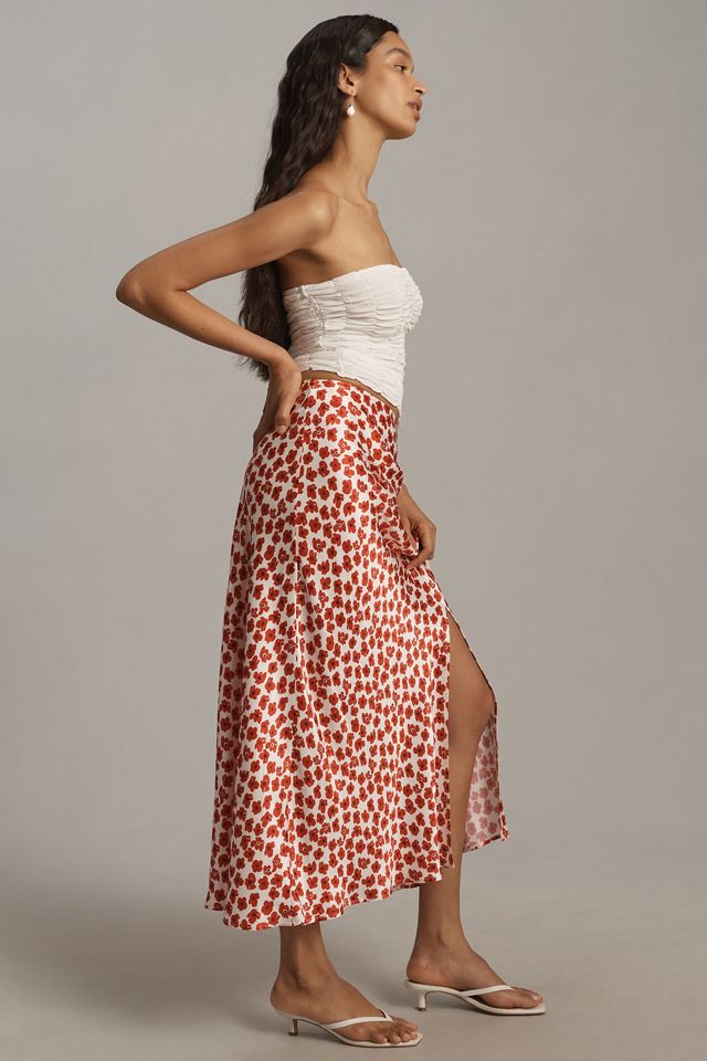 The Mel Ruched Side-Slit Midi Skirt by Maeve #3