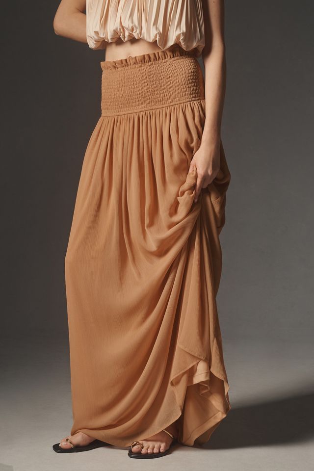 By Anthropologie Smocked Sheer Maxi Skirt #2