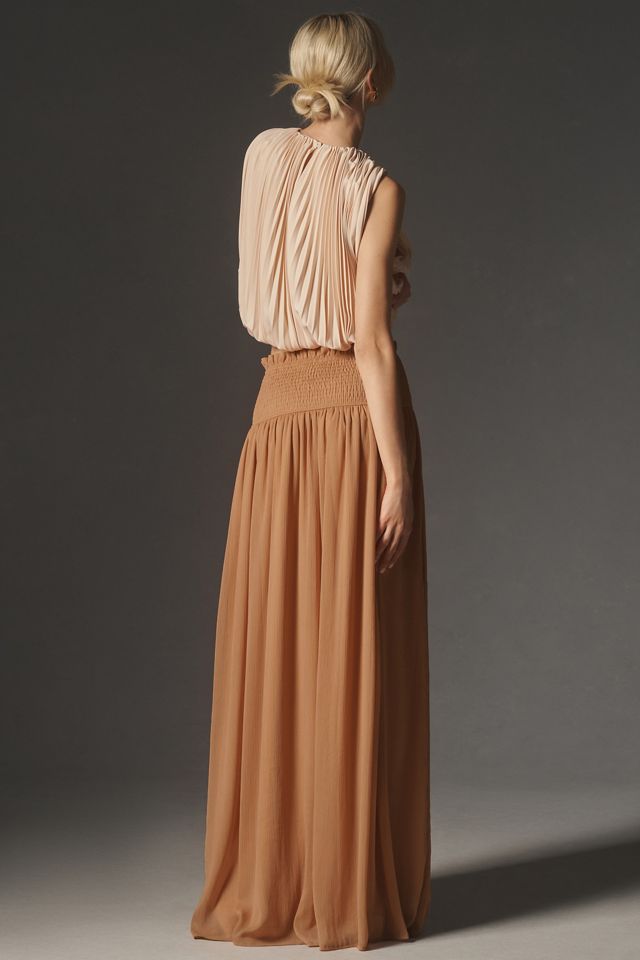 By Anthropologie Smocked Sheer Maxi Skirt #1