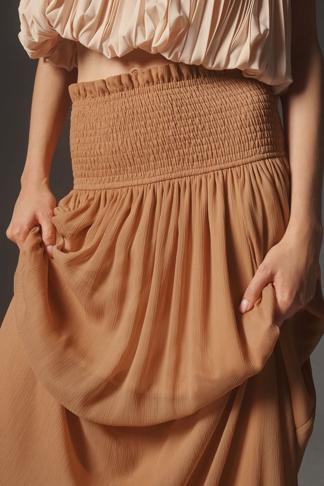 By Anthropologie Smocked Sheer Maxi Skirt #3