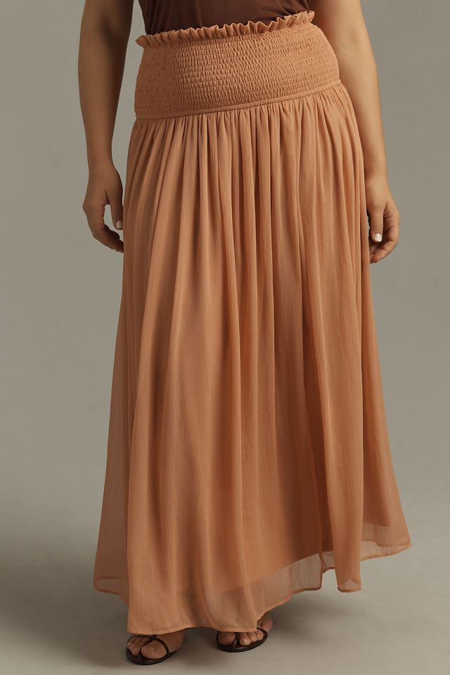By Anthropologie Smocked Sheer Maxi Skirt #6