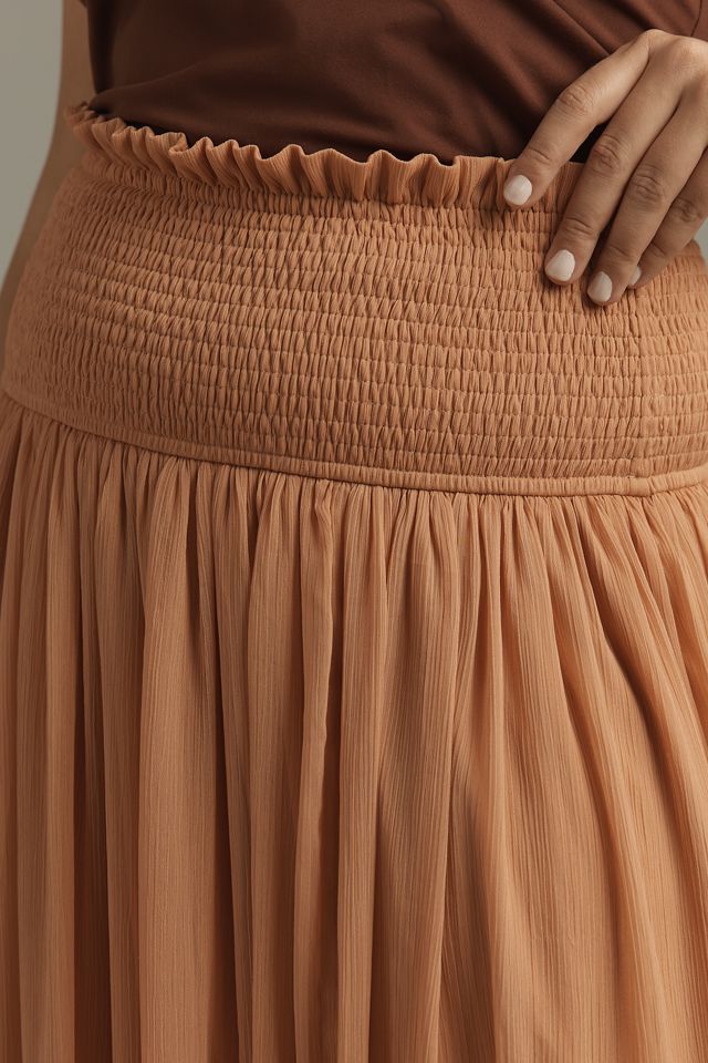 By Anthropologie Smocked Sheer Maxi Skirt #8