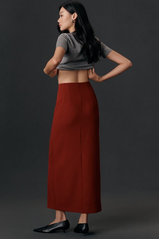 Maeve Zip-Front Column Midi Skirt #2