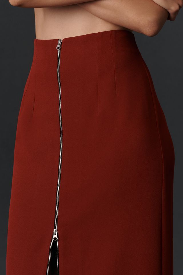 Maeve Zip-Front Column Midi Skirt #3