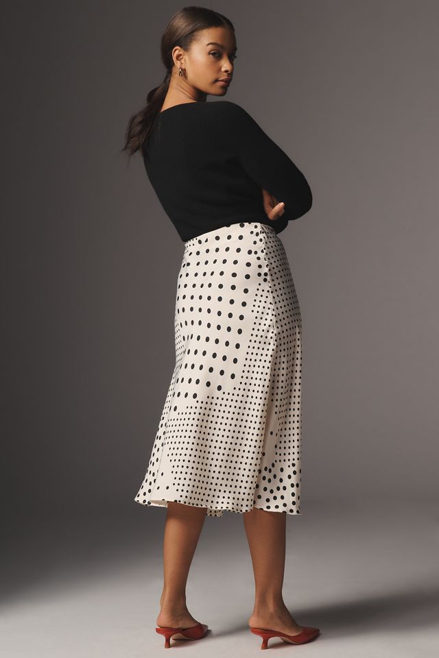 By Anthropologie Polka Dot Midi Slip Skirt #6