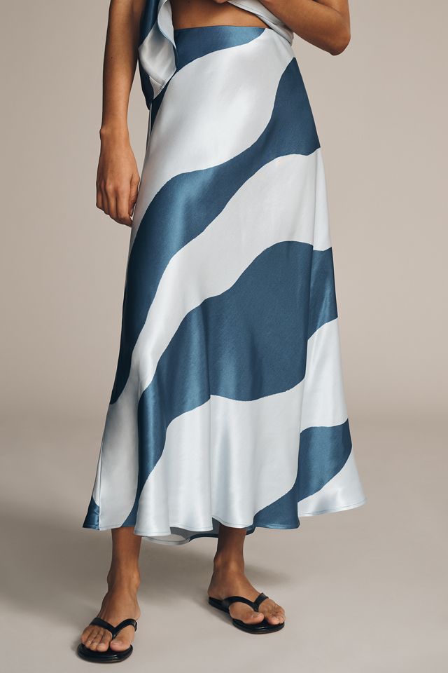 By Anthropologie Silky Waves Woven Slip Maxi Skirt #1