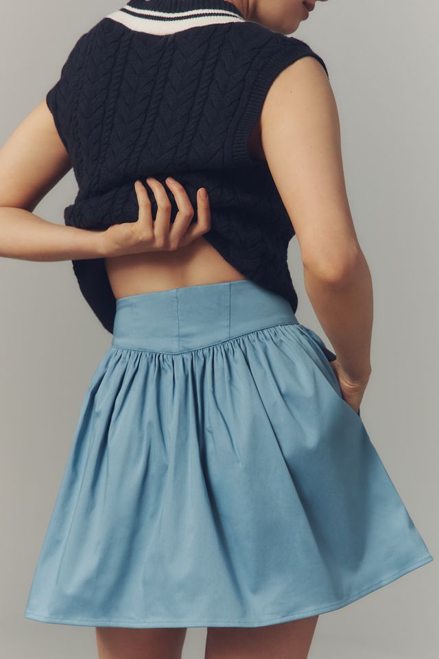 Maeve Basque-Waist Buttondown Mini Skirt #2