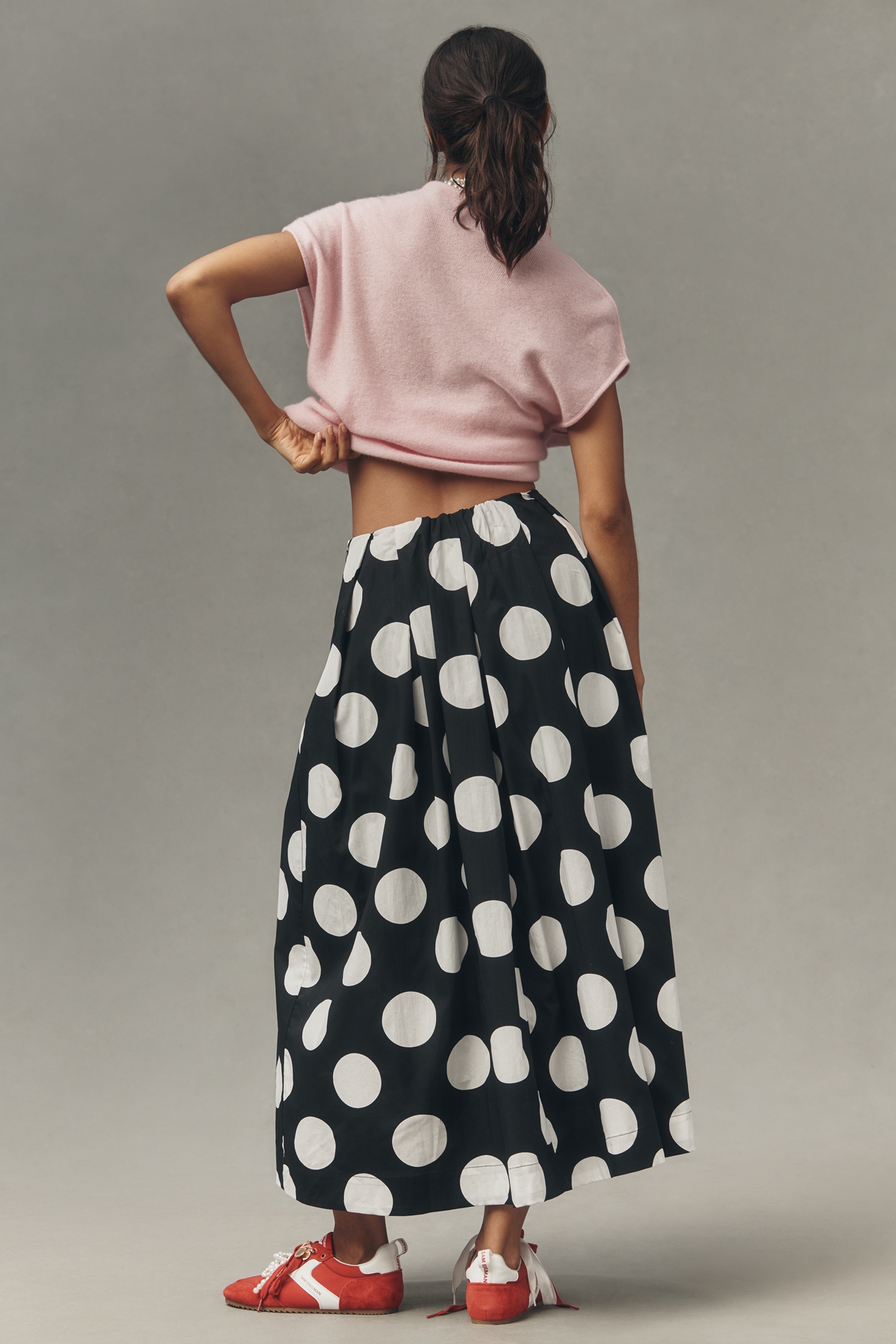 Maeve Cotton Poplin Pleated Midi Skirt