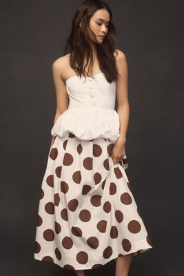 Maeve Cotton Poplin Pleated Midi Skirt