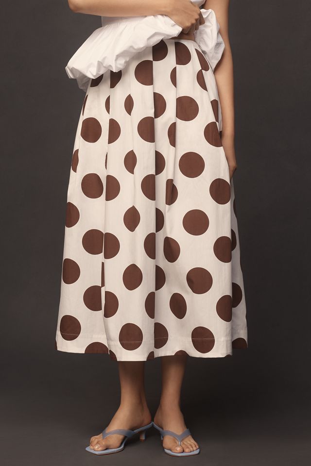 Maeve Cotton Poplin Pleated Midi Skirt #1