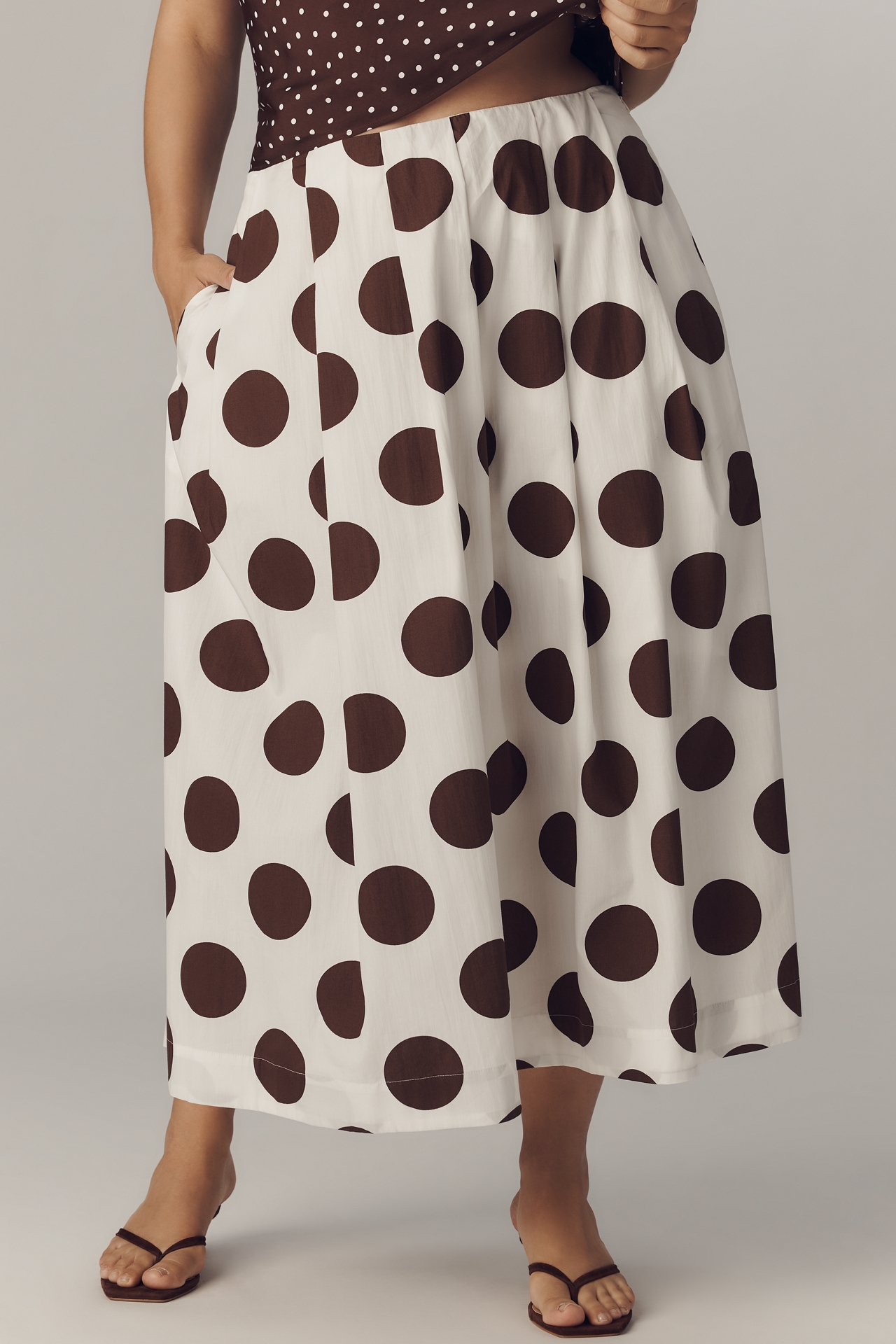 Maeve Cotton Poplin Pleated Midi Skirt