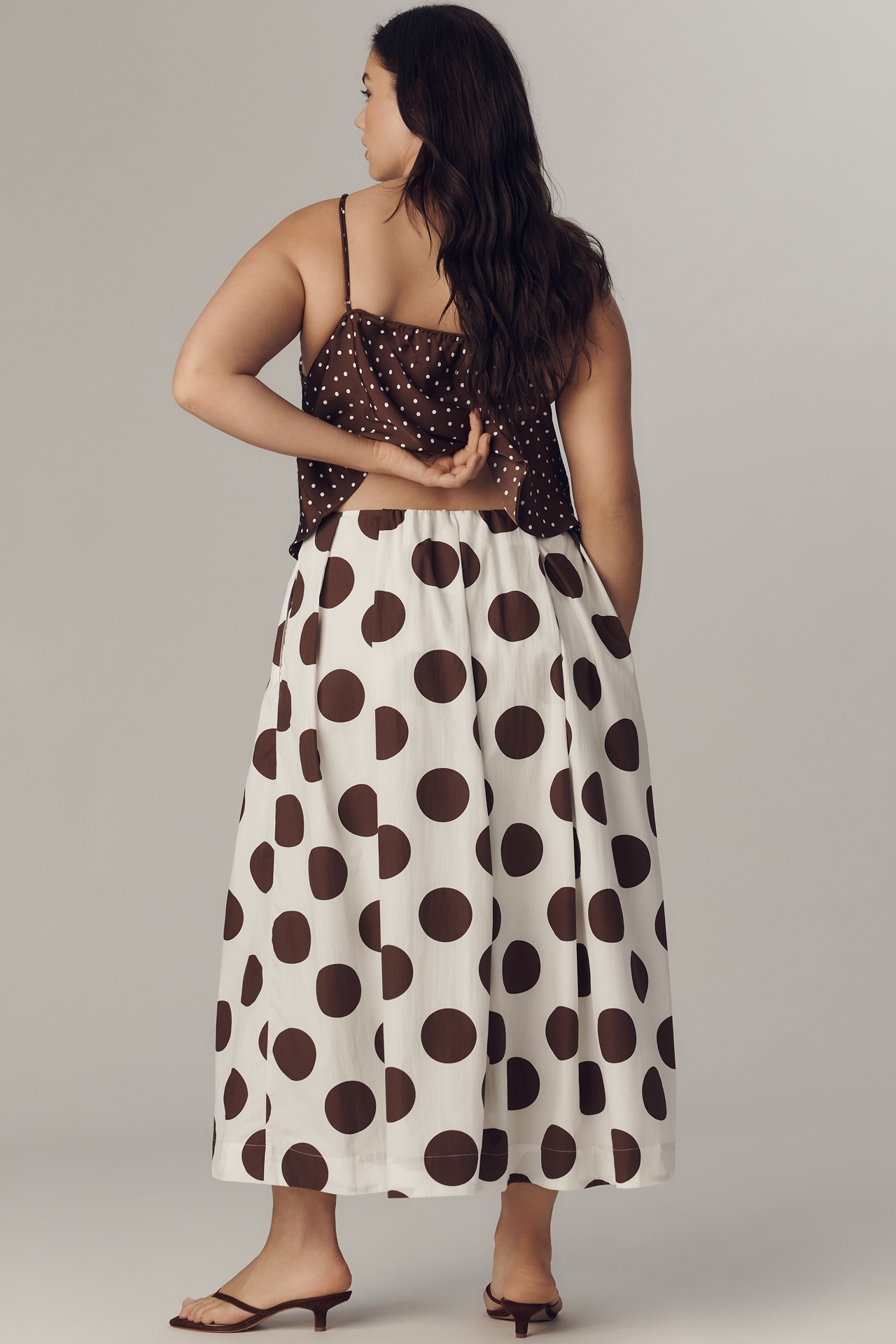 Maeve Cotton Poplin Pleated Midi Skirt
