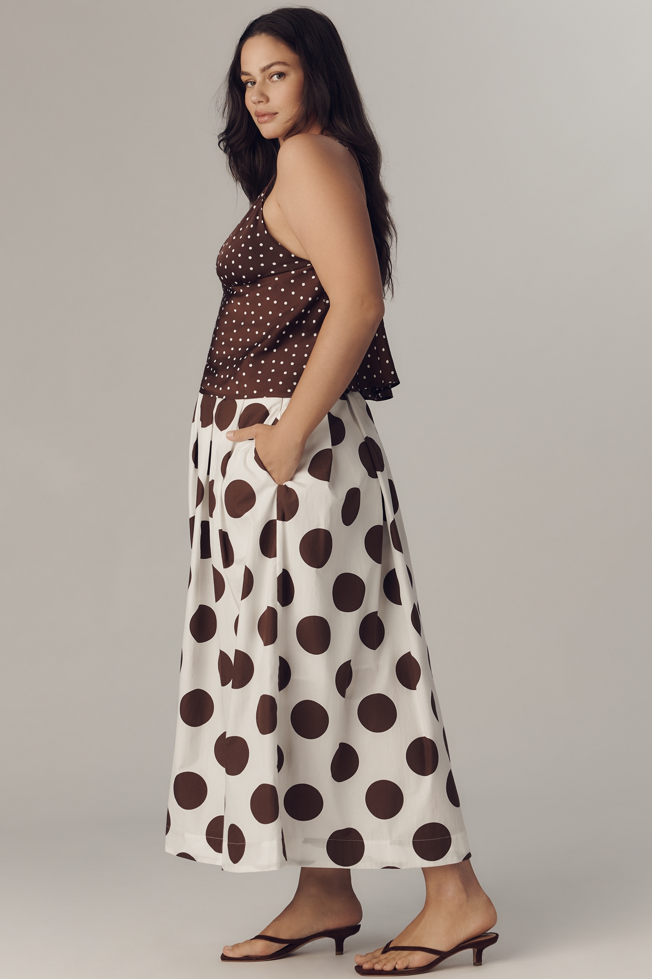 Maeve Cotton Poplin Pleated Midi Skirt