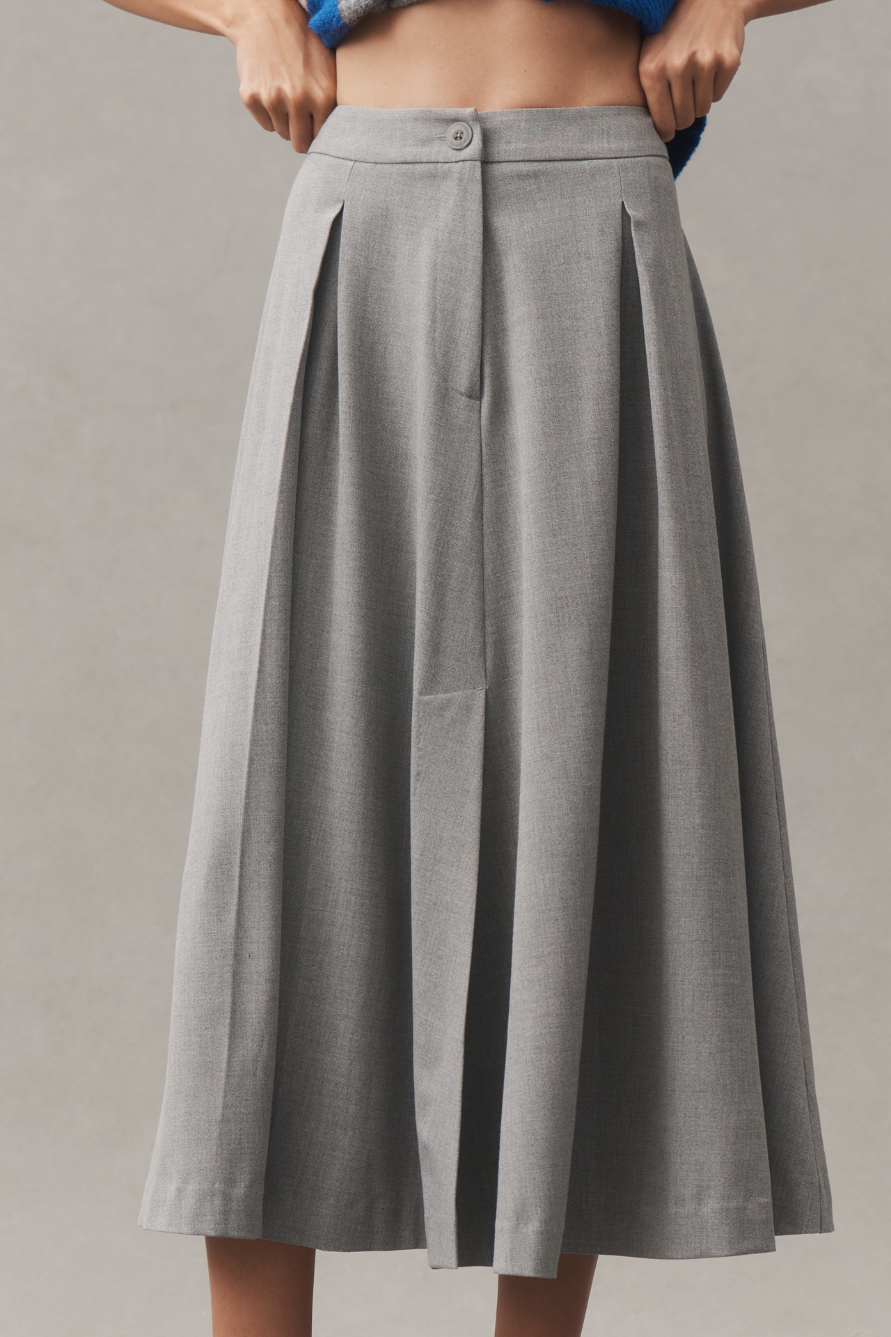 Maeve Pleated Menswear Midi Skirt