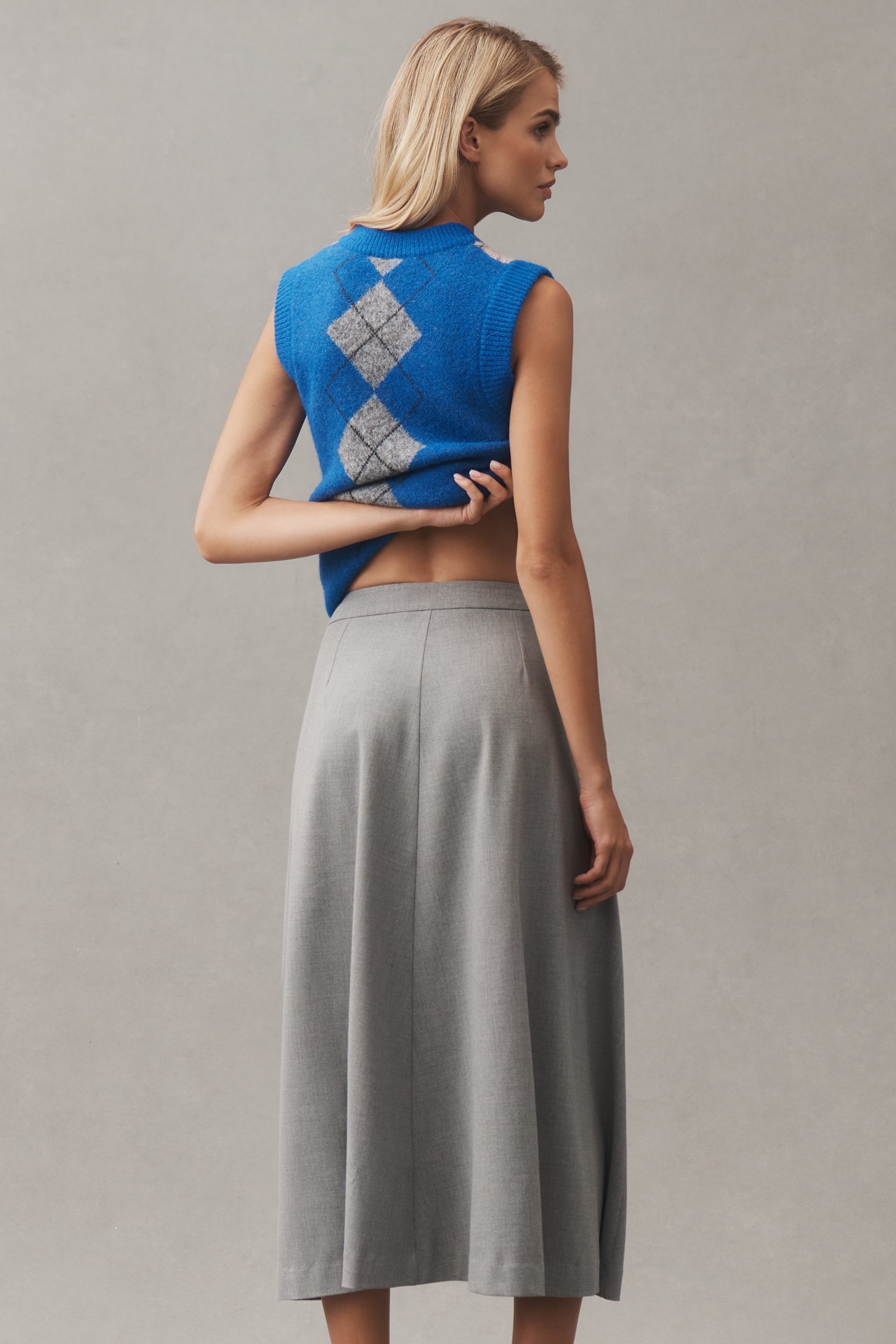 Maeve Pleated Menswear Midi Skirt