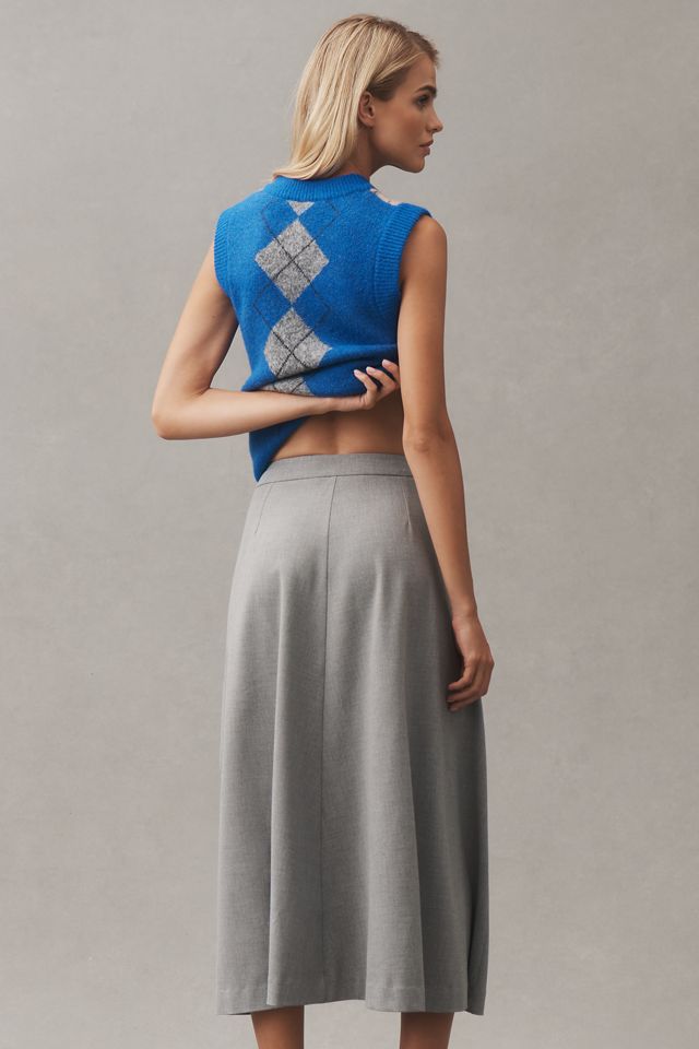 Maeve Pleated Menswear Midi Skirt #4