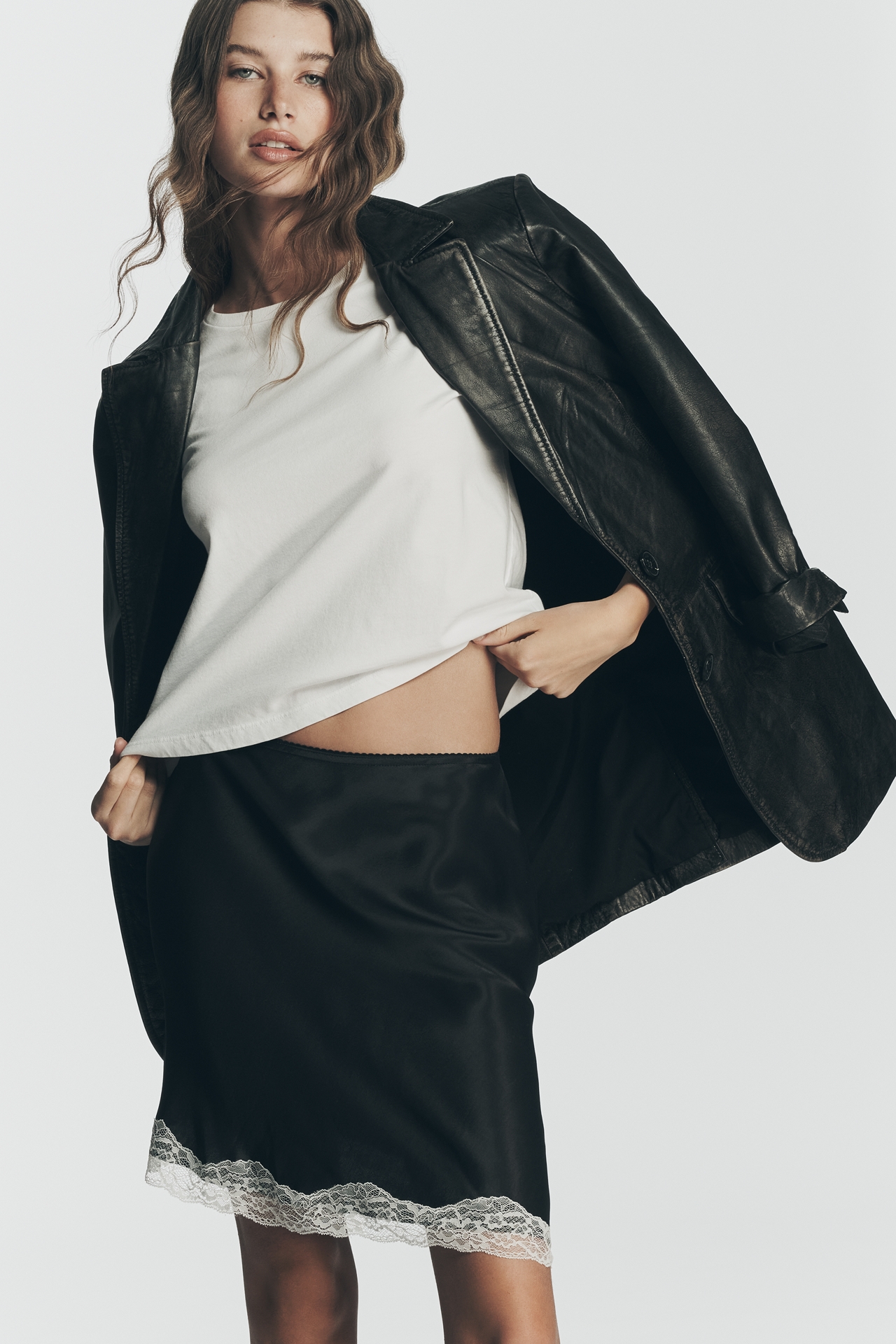 By Anthropologie Asymmetric Lace Mini Skirt