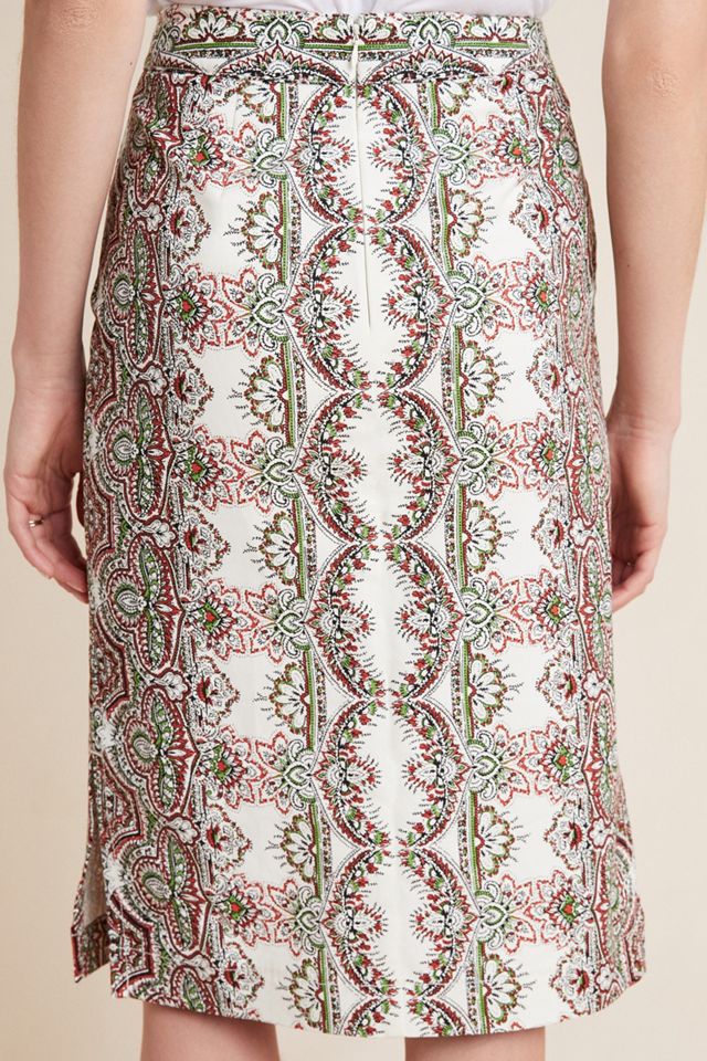 Kaleidoscope Button-Front Pencil Skirt #1