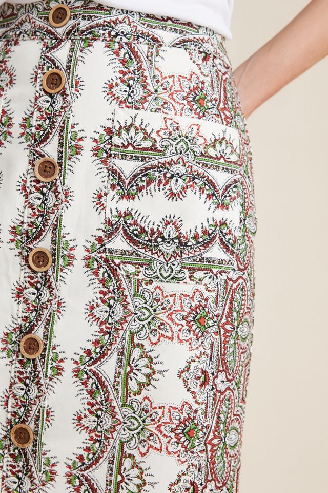 Kaleidoscope Button-Front Pencil Skirt #2