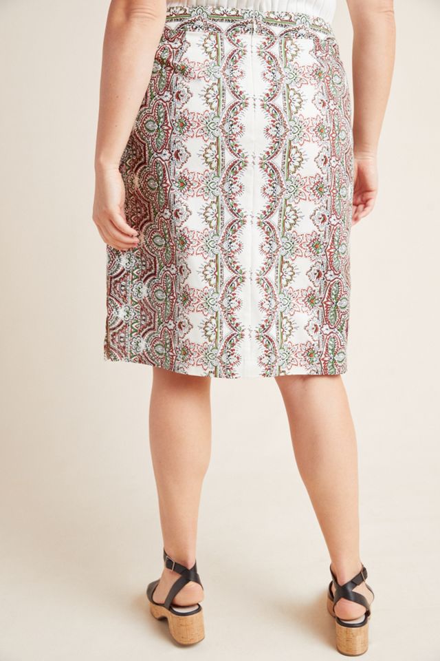 Kaleidoscope Button-Front Pencil Skirt #6