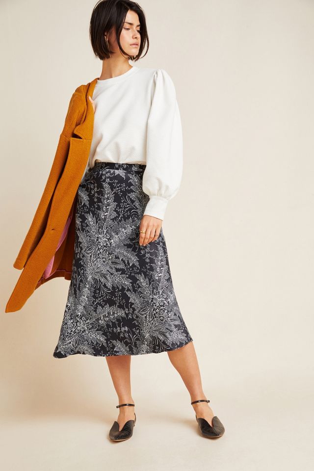 Bias Satin Midi Skirt | Anthropologie