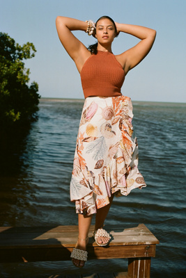 wrap midi skirt
