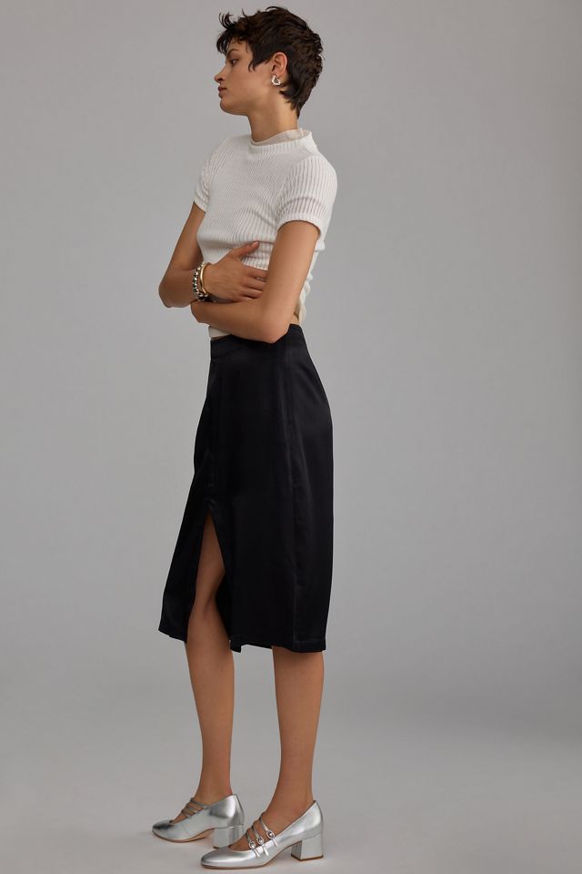 By Anthropologie Silky Front-Slit Pencil Skirt #2