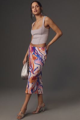 By Anthropologie The Tilda Slip Skirt In Multicolor