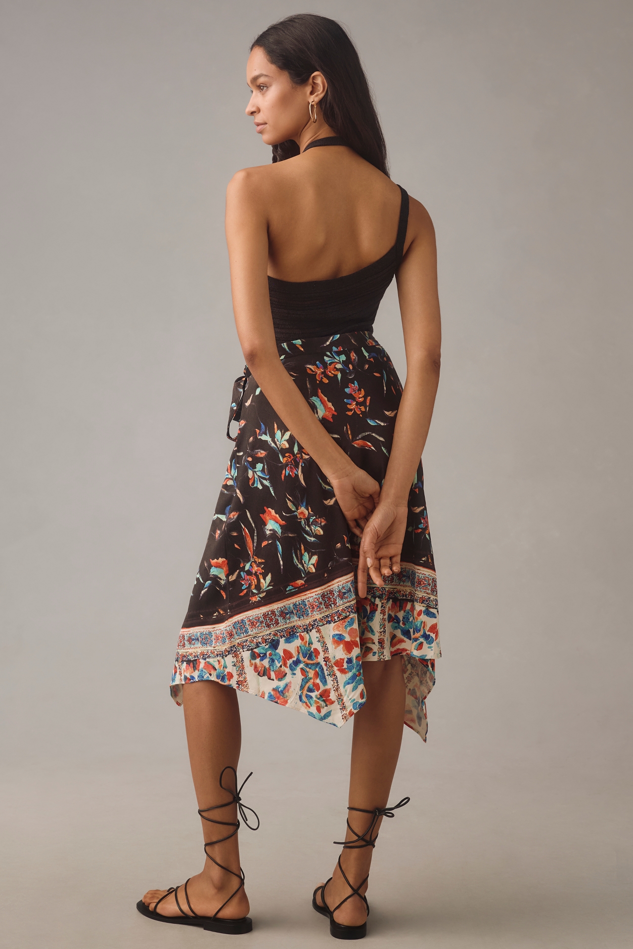 By Anthropologie Asymmetrical Wrap Midi Skirt