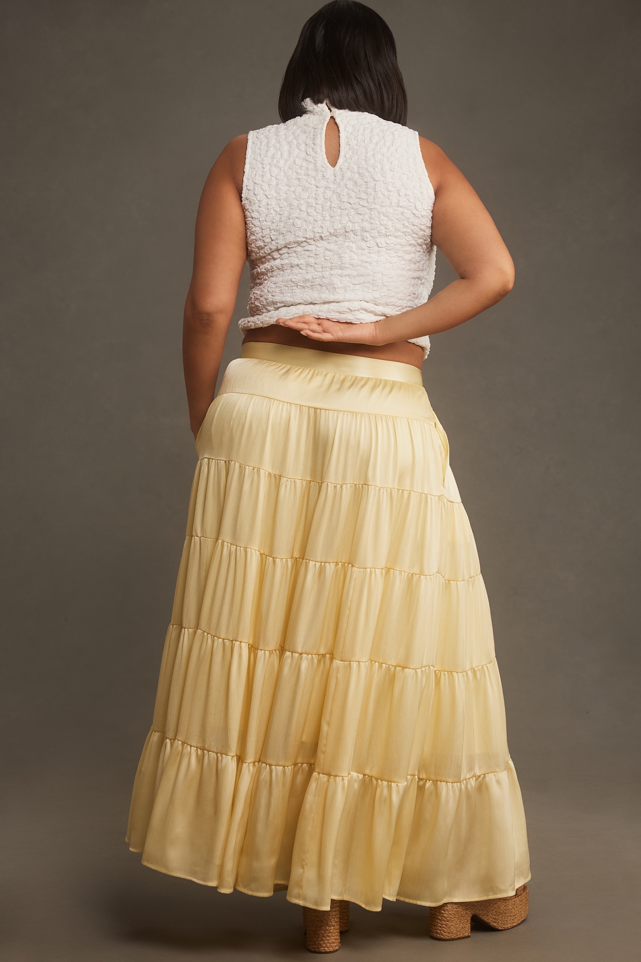 By Anthropologie Tiered Petticoat Midi Skirt