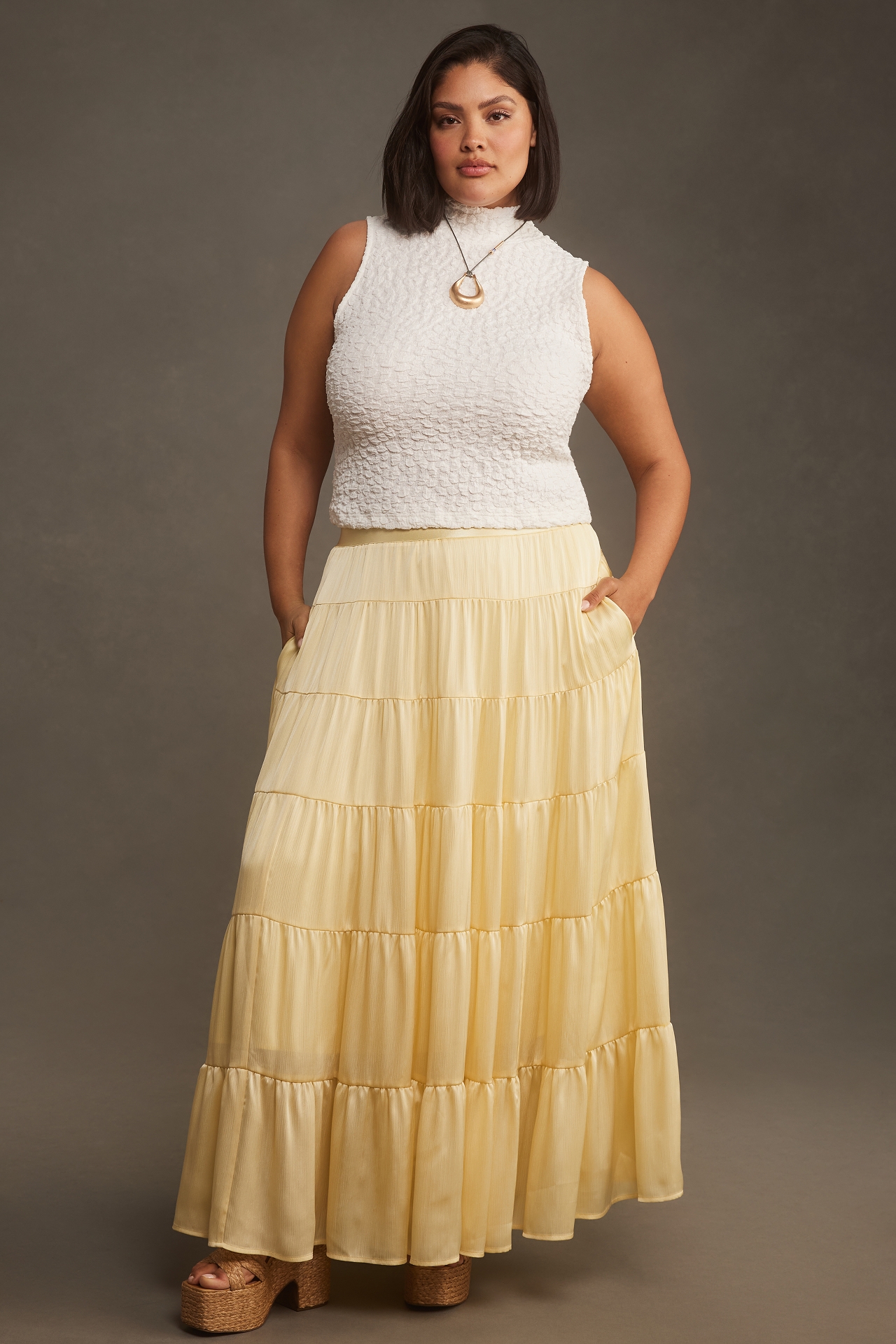 By Anthropologie Tiered Petticoat Midi Skirt