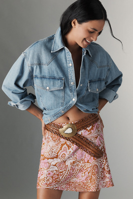 By Anthropologie The Tilda Mini Slip Skirt In Multi